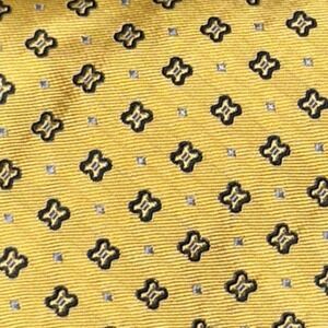 346 Brooks Brothers Yellow Black Geometric Neat Silk Tie